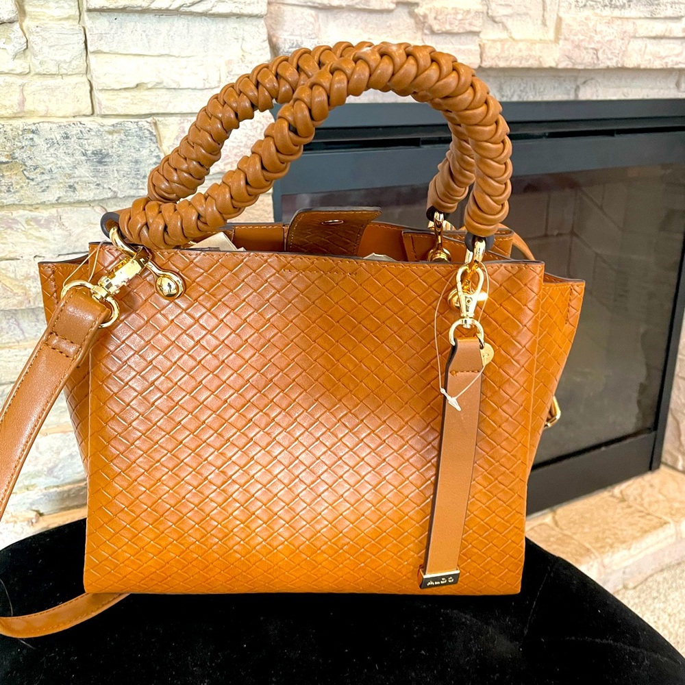 Aldo leather medium purse with braided and long strap handles
